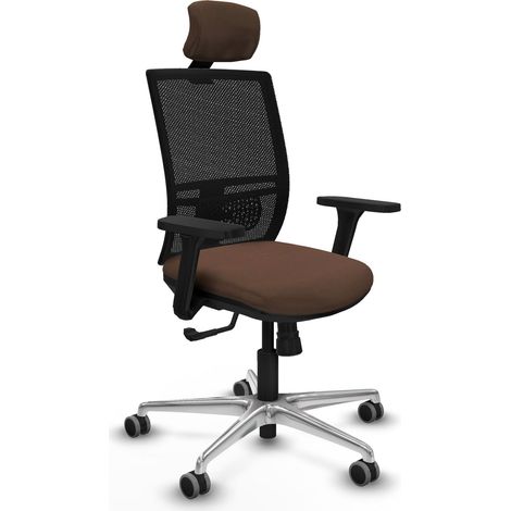 Chaise de bureau piqueras y crespo Yunquera noir aluminium maille (1/2)