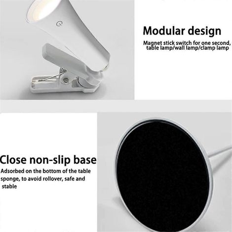 Veilleuse tactile rechargeable blanche pour la lecture et les études, protection des yeux. (1/5)