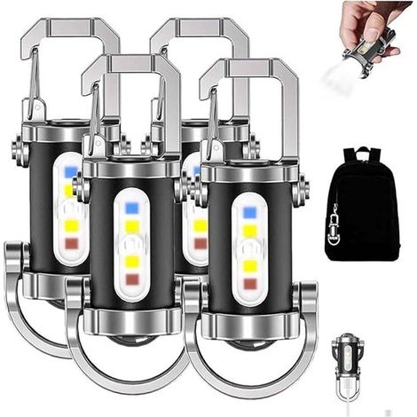Torcia a LED con portachiavi, confezione da 2, impermeabile, ricaricabile, mini torcia multifunzionale con portachiavi (1/5)