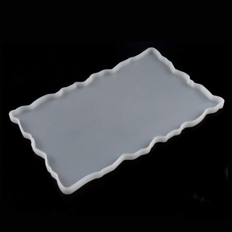 Moules en Résine Silicone, Moule de Plateau Fruits pour Résine, Moule de Dessous de Verre, Moules de Coulée Epoxy Grands Rectangle Irrégulier pour DIY Faire Plateaux Agate Artificielle (1/5)