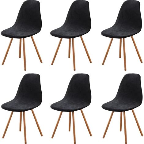 Scandinavian Chair Cover Set of 6, Stretch Black Dining Chair Covers, Velvet Universal Chair Cover without Armrests for Living Room Kitchen Home Decoration