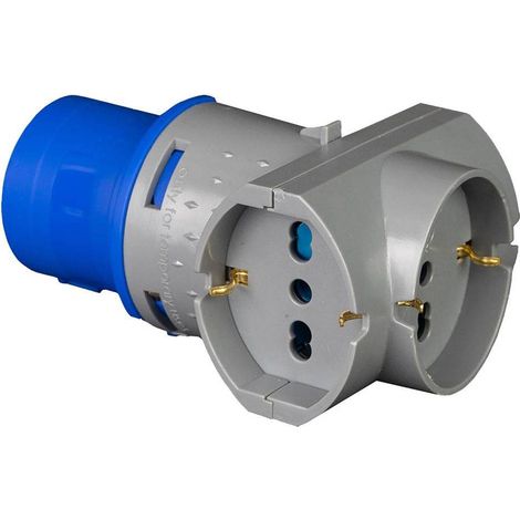 ADAPTADOR INDUSTRIAL TRIPLE 220V enchufe 2P+T 16A 230V