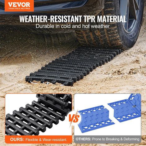 Paire de planches de dépanneige 7 t en TPR, cale-roues pour 4x4/auto/camionnette/SUV/caravane, tapis antiglisse neige sable boue, sac rangement, noir (1/5)