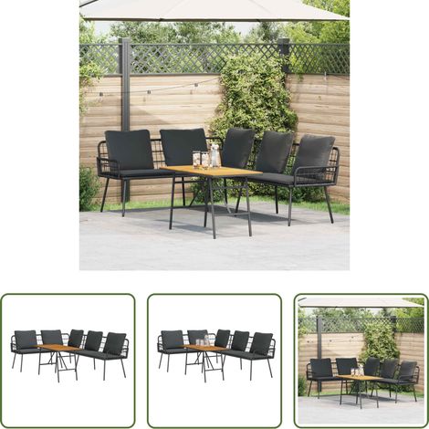 Terrassensofa - Gartensofa-set 2 pcs Schwarz Poly-Rattan (1/5)