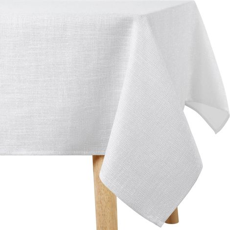 Tischdecke 80x80cm abwaschbar mit Lotuseffekt und Glitzer-Effekt, weiß