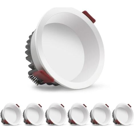 LED Encastrable Spot, 5W 6 Pack 500LM = 50W Incandescence, IP44, Blanc Froid 6000K, AC 220-240V,Découpe 70-80mm,Rond Plafond Encastré pour Salle de Bain,Cuisine,Salon,Couloir(Blanc) (1/5)
