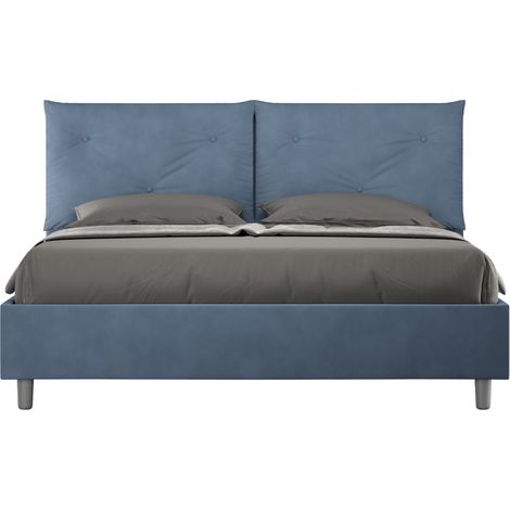 Letto matrimoniale e rete 160x190 in microfibra blu Appia (1/4)