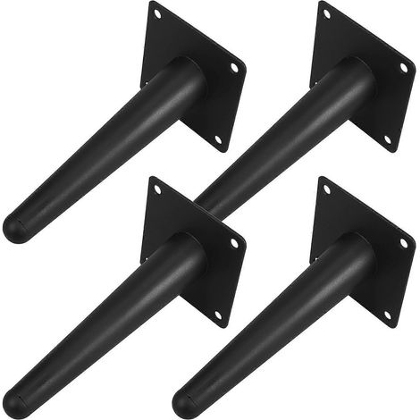 Pieds de chaise robustes en métal, profilés et inclinés, pieds de meubles, ensemble de 4 pièces, noirs. (1/5)