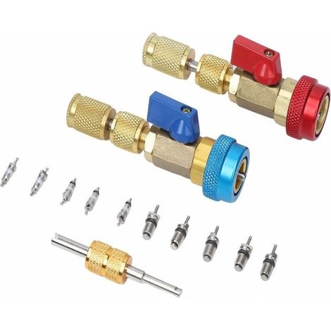 Kit de herramientas de instalación de extracción rápida de núcleo de válvula R134a - Herramienta de extracción de núcleo de válvula de aire acondicionado de alta presión para automóvil (1/5)