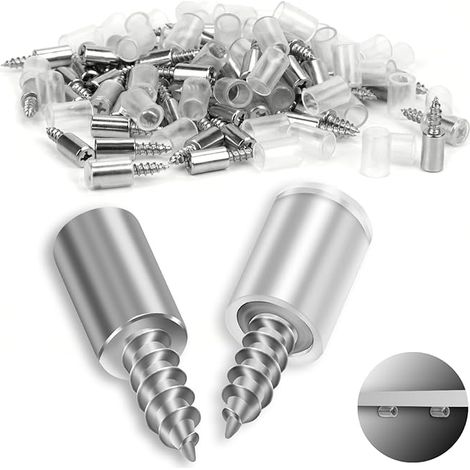 60 Stück Regalbodenträger Ø7.5mm Bodenträger Selbstschneidende Schraube Einlegeboden Halter Regalbodenhalter mit Transparenter Anti-Rutsch-Abdeckung für Schrank Bücherregal Schaukasten Möbel