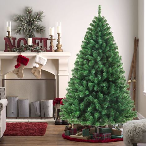 Sapin de Noël Artificiel 180 cm Luxueux avec 900 Branches en PVC Dense, Base Métal Robust et Guirlande Lumineuse LED Incluse, Décoré pour un Noël Éblouissant (1/4)