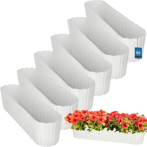 Pot de fleurs ovale pour balcon/terrasse, style rustique anthracite, 60 cm, lot de 6 (1/5)