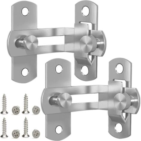 Lot de 2 loquets de porte à 90 degrés en acier inoxydable avec boucle à angle droit pour porte de penderie, porte de cage pour animal domestique, abri de jardin, porte en bois (1/5)