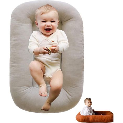 Funda extraíble de algodón orgánico para hamaca de bebé recién nacido, asiento acolchado para suelo para niños y niñas (albaricoque)