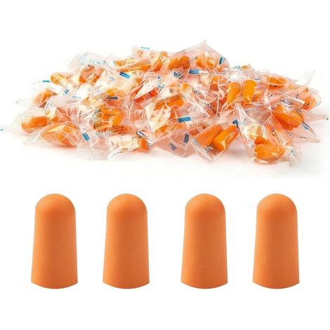 100 Paar weiche, orangefarbene Schaumstoff-Ohrstöpsel, Lärmreduzierung beim Schlafen und gegen Schnarchen, komfortabler Gehörschutz, SNR 38 dB, Ohrstöpsel zum Schlafen, Arbeiten, Motorradfahren, Reise