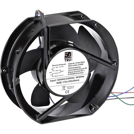 TRU COMPONENTS TC-NA17050-D Ventola assiale 230 V/AC, 120 V/AC 310 m³/h (L x L x A) 172 x 150 x 50 mm