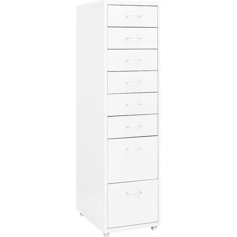 Classeur mobile Meuble de Rangement - Armoire De Bureau Blanc 28x41x109 cm Métal BV972241 - BonneVie (1/5)