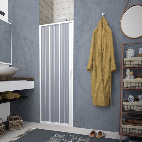 Porta Box doccia 125 cm a soffietto per box doccia nicchia con apertura laterale in PVC IRIS Bianco