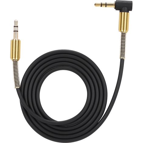 Câble audio aux 3,5 mm mâle droit vers mâle coudé de 1 mètre - Noir haute qualité (1/5)
