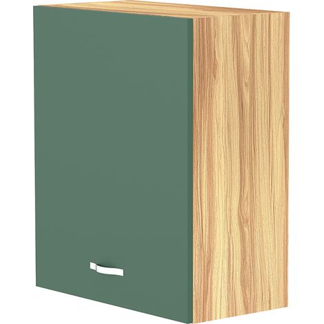 Pensile da Cucina Armadio Sospeso da Parete Anta Singola in Legno Colore Verde (1/5)