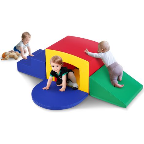 VEVOR Juguetes de escalada para niños pequeños en interiores, 5 PCS de equipo de juego para escalar, gatear y túneles, laberinto de túnel de espuma con escaleras y rampa, para niños en edad preescolar
