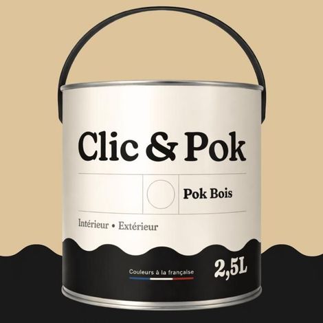 Peinture Bois Extérieur – POK BOIS - 2,5L - RAL 1014 - Ivoire- Résistante aux intempéries - Ne s'écaille pas