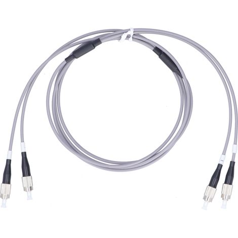 Câble fibre optique blindé 2 brins multimode, jarretière FC/UPC à FC/UPC, gris 3 mètres, cordon de brassage renforcé. (1/5)
