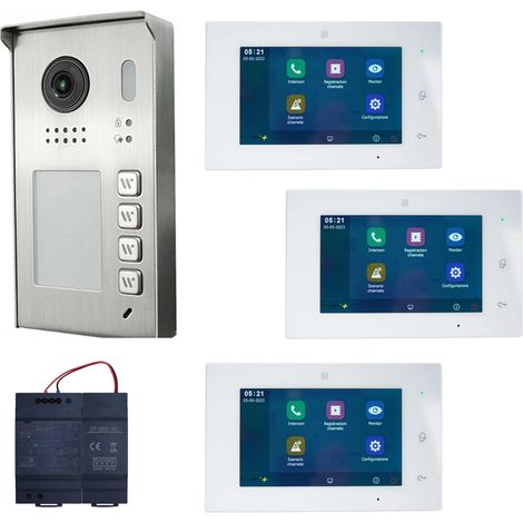Kit Videocitofono Trifamiliare WiFi Full Duplex Ipertronic - Per 3 Famiglie con Registrazione HD (1/3)