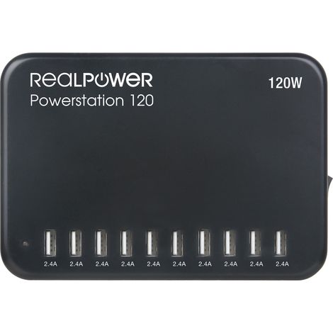 RealPower Power Station 120 Smartphone, Tableta Negro Corriente alterna Interior