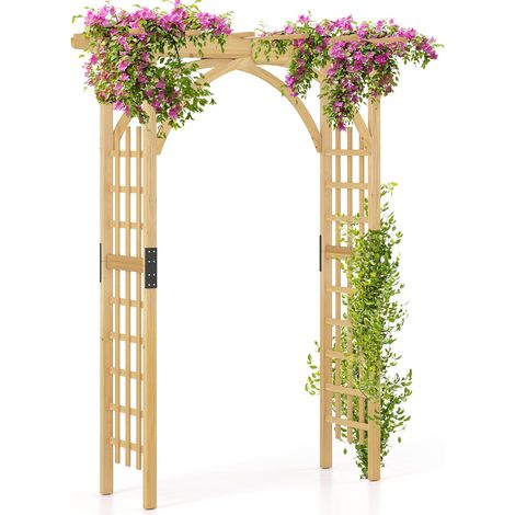 COSTWAY Arco da Giardino in Legno,per Piante Rampicanti,160 x 60 x 213 cm,Pergola da Esterno,Legno (1/5)