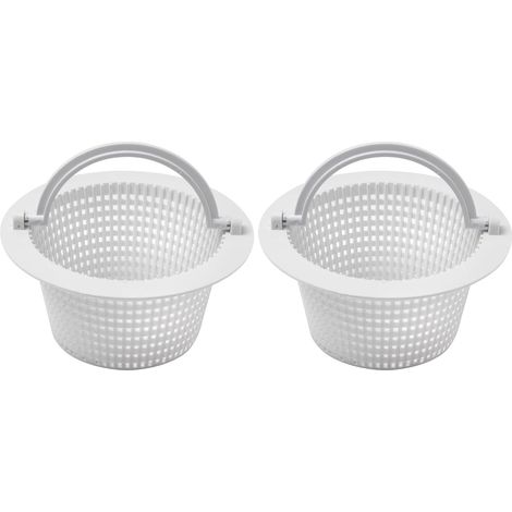 Skimmer-Siebkorb S1 – 2er-Pack – Robustes, weißes Kunststoff – Effiziente Filtration, 16 cm – Für private Schwimmbecken – Ø 16 x 7,5 cm (1/3)