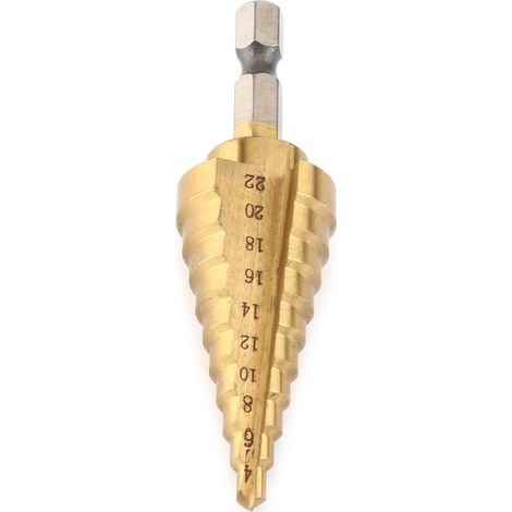 1 foret étagé en acier rapide revêtu de titane, queue hexagonale, outils électriques, 4-22 mm (1/5)