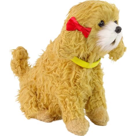 Peluche interactive chien, chiot, caniche, aboie, queue qui bouge (1/2)