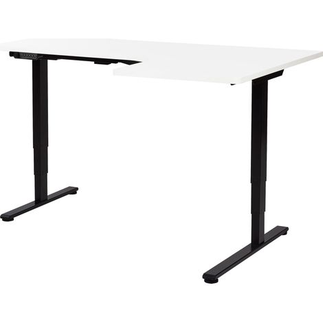 Electric Adjustable Corner Desk DESTINES White/ Black 160 cm 109 cm Right Hand