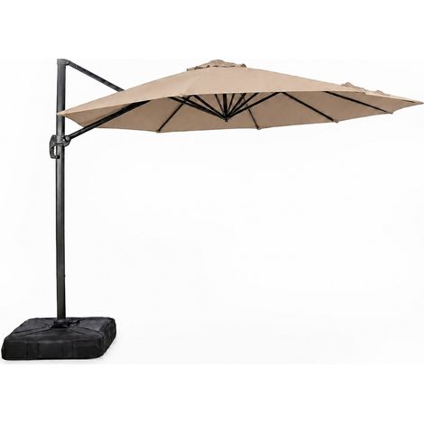 Achtkantiger Sonnenschirm Ø 350 cm, versetzt, taupe, aus Aluminium CASTILLO