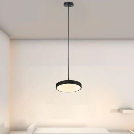 TrAdE Shop Traesio - Lampadario A Sospensione Led 40w Nero Cerchio Tondo Moderno Minimal Luce 4000k 32897 - (1/5)