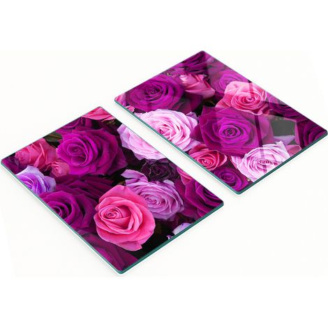 Tablas decorativas multifuncionales de cocina con rosas de vidrio templado, 2x40x52 cm. (1/5)