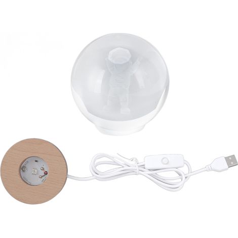 de nuit LED boule de cristal avec USB base en bois ornement (1/5)