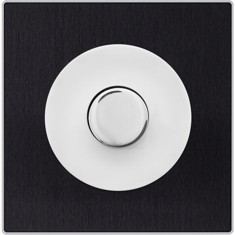 Variateur universel blanc - bouton blanc DOM + plaque simple métallisé anthracite (1/5)