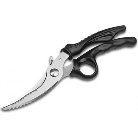 BEBUSINGOTO Tijeras de cocina de acero inoxidable para aves y verduras, mango de plástico PP negro, tijeras para carne aptas para lavavajillas, tijeras de cocina multifuncionales (1/5)