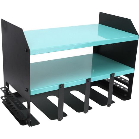 Werkzeugorganizer mit 4 Fächern, Eisenkonstruktion, multifunktional, kompakter Bohrmaschinenhalter zur Wandmontage für Werkstatt und Lager, Blau (1/5)