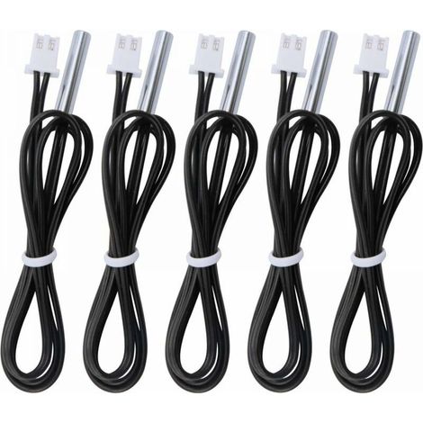 NTC-Temperaturfühler -25 A 125 °C - B3950 10k Edelstahl-Sensor - 0,5 m Kabel - Für elektronische Anwendungen - 5er-Pack (1/5)