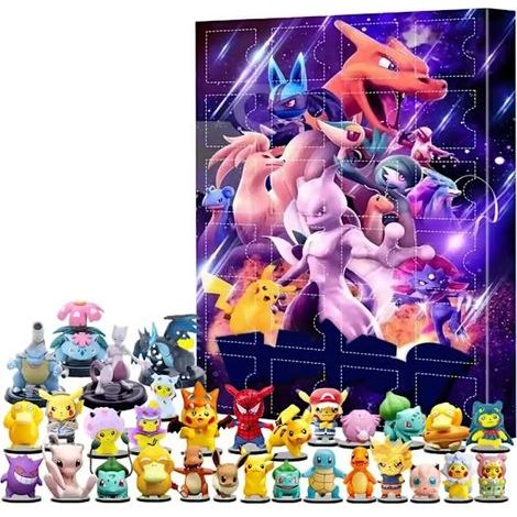 Calendrier de l'Avent de fête de Noël de 24 jours 2026, Figurine Pokémon, Poupée, Décoration, Surprise, Boîte aveugle