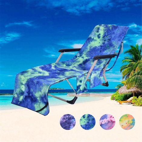 Serviette De Chaise De Plage - 73 X 210 Cm - Microfibre - Poches Latérales - Pour Chaise Longue - 1 Pièce (1/5)