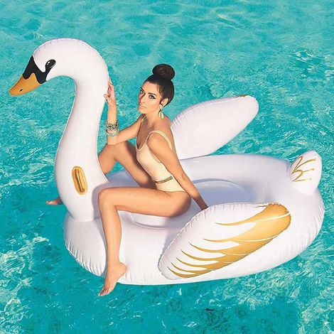Trade Shop - CIGNO FASHION LUXURY CAVALCABILE GIGANTE 169 X 169 CM BIANCO UND ORO ISOLA -