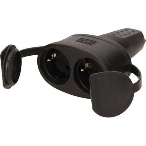 Enchufe doble de goma hermético Orno 2P + Z IP 44 && (1/5)
