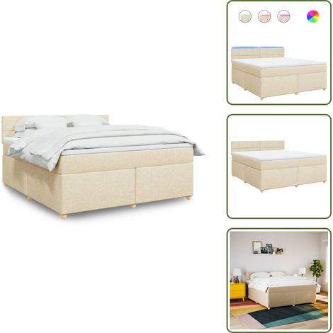 Sommier à lattes de lit avec matelas Crème 180x200 cm Tissu - Sommier À Lattes De Lit - Sommiers À Lattes De Lit - Lit - Meuble De Chambre À Coucher (1/5)