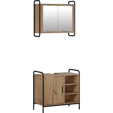 Set di Armadi da Bagno 2 pz Rovere Artigianale vidaXL