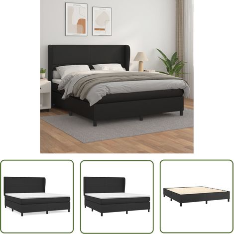 The Living Store Sommier à lattes de lit avec matelas Noir 160x200 cm - Lit Double - Lit Plateforme - Lit Design - Literie - Chambre À Coucher (1/5)