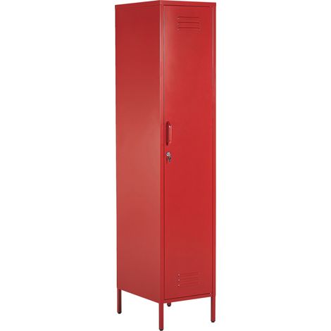 Armario de metal rojo 38 x 50 cm 5 estantes riel moderno oficina Frome (1/5)